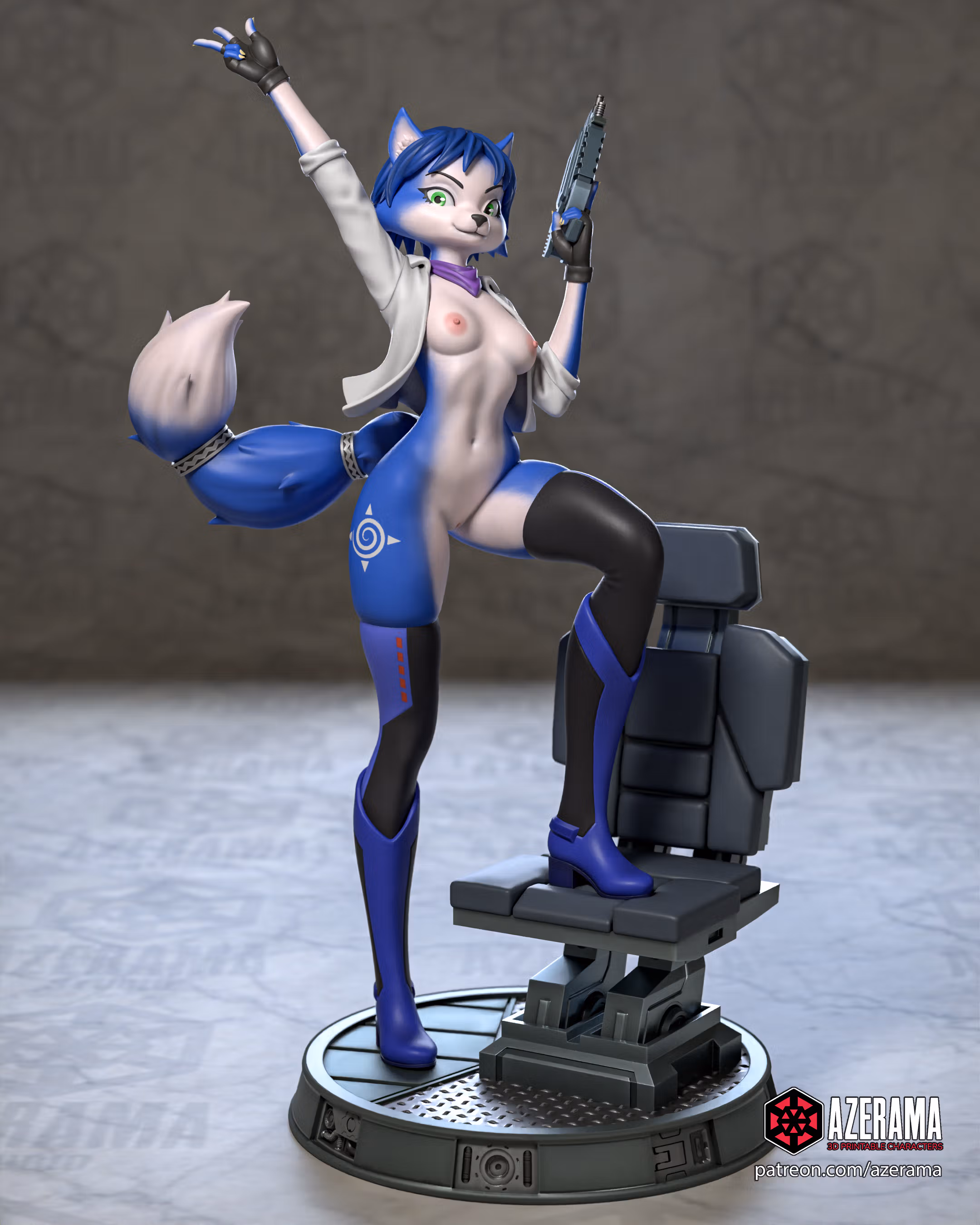 Krystal Fox Statue |  Star Fox Fan Art by Azerama SFW,NSFW 3d printed,3d printed statue,nsfw statue,Star Fox,Krystal Fox Statue