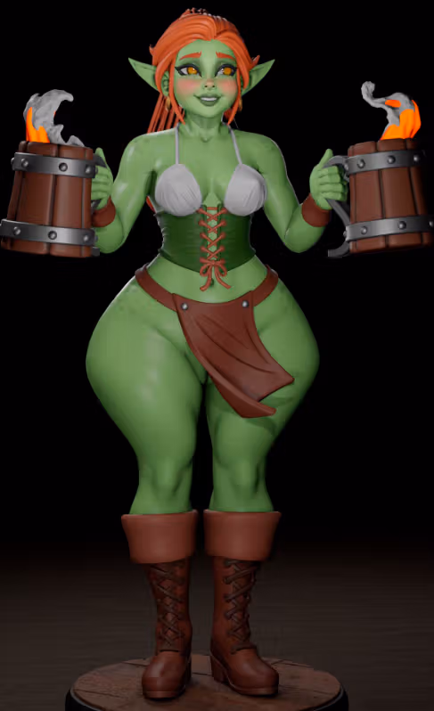 Goblin Girl Barmaid Statue | Original Fan Art by Digital Dark SFW,NSFW,Futa futa statue,3d printed,nsfw statue,Goblin Girl Barmaid Statue,3d printed figure,3d printed,futa figurines,futanari figurines,futanari statue