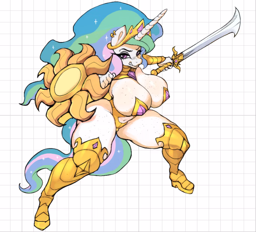 Princess Celestia Warrior Furry Sticker | My Little Pony Vinyl-Sticker SFW furry sticker,sfw sticker,stickers,Princess Celestia,mlp sticker,My Little Pony sticker