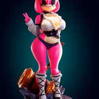 Amy Rose Goth Furry Statue | Sonic the Hedgehog Fan Art by Officer Rhu SFW,NSFW,Futa 3d printed statue,3d printed,3d printed figure,Amy Rose Statue,Sonic the Hedgehog Statue,futa statue,futa figurines,futanari figurines,futanari statue,nsfw statue,furry statue
