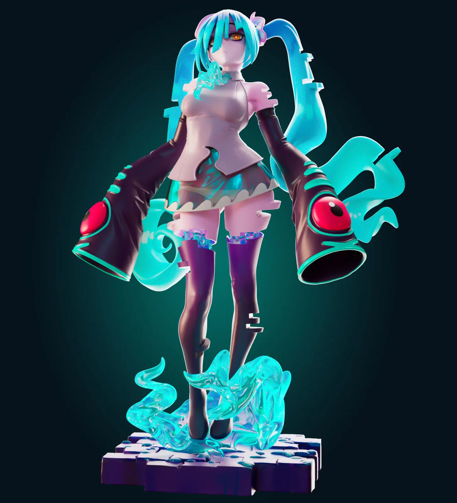 Statua Ghost Miku | Vocaloid Fan art di Officer Rhu SFW,NSFW,Futa 3d printed statue,3d printed,3d printed figure,Vocaloid Statue,Miku Statue,nsfw statue
