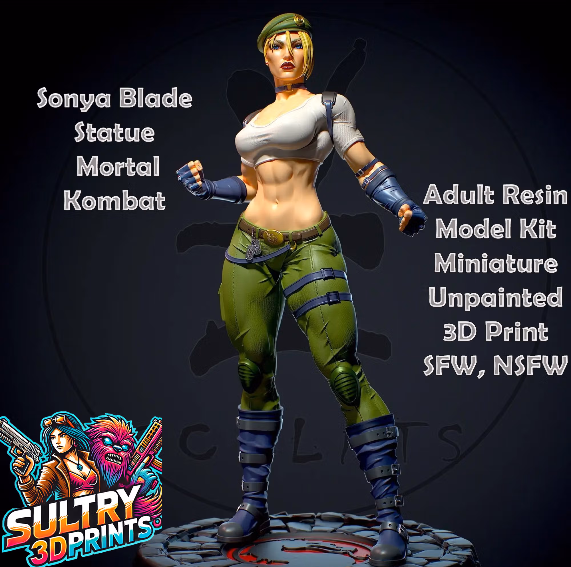 Statua Sonya Blade | Mortal Kombat Fan art di Yan-H SFW,NSFW 3d printed statue,3d printed,nsfw statue,3d printed figure,Sonya Blade statue,Mortal Kombat statue