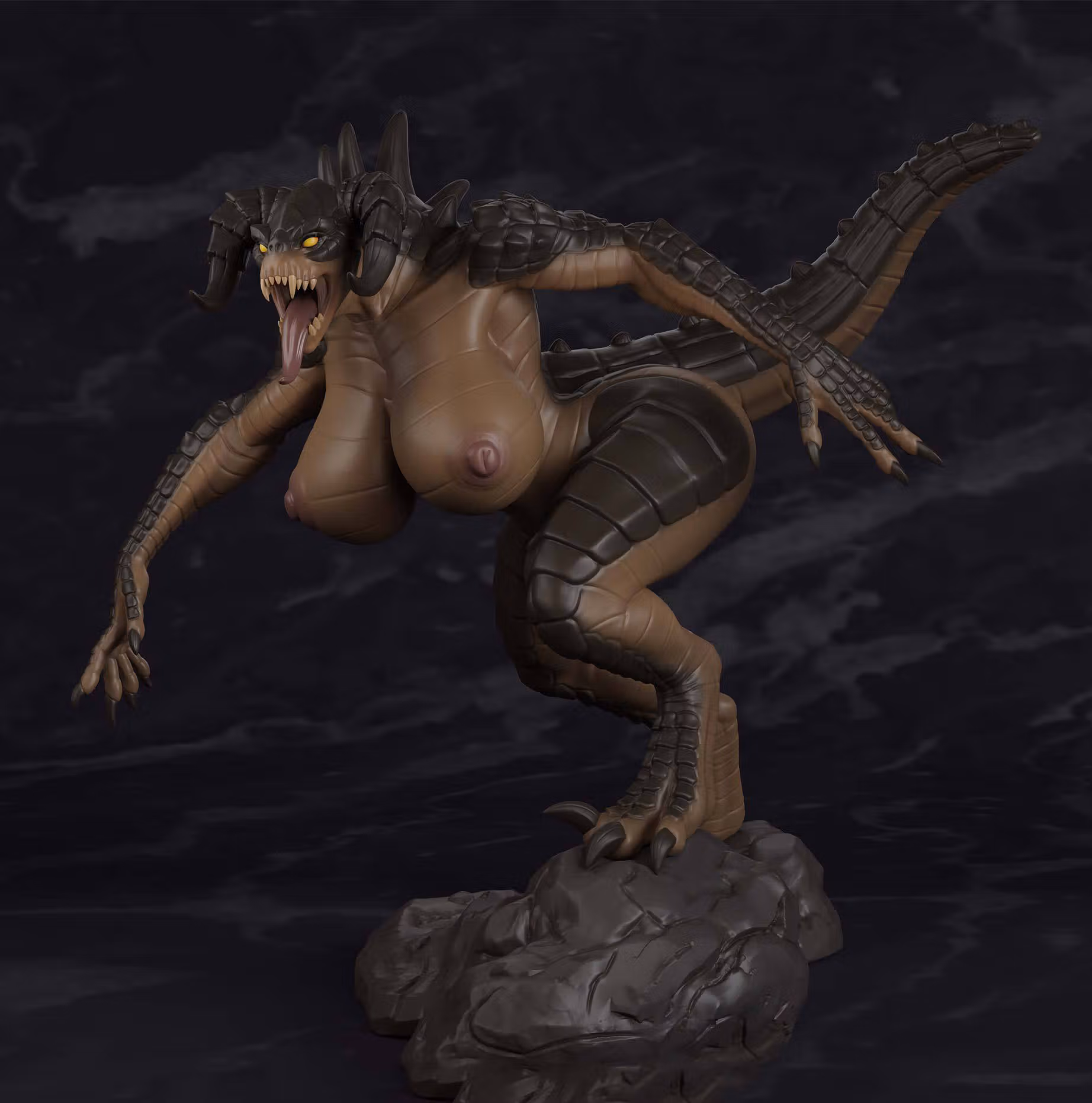 Deathclaw Furry Statue | Fallout Fan Art by PolyBitsArt SFW,NSFW,Futa 3d printed statue,3d printed,3d printed figure,Fallout Statue,Deathclaw Statue,nsfw statue,futa figurines,futanari figurines,futanari statue,futa statue