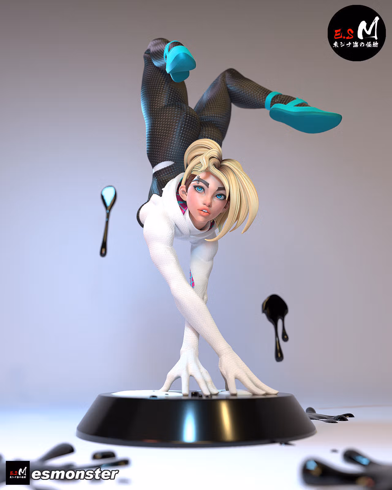 Spider-Gwen Statue | Spider-Verse Fan Art by E.S Monster SFW 3d printed statue,3d printed,3d printed figure,Spider-Gwen Statue,Spider-Verse Statue
