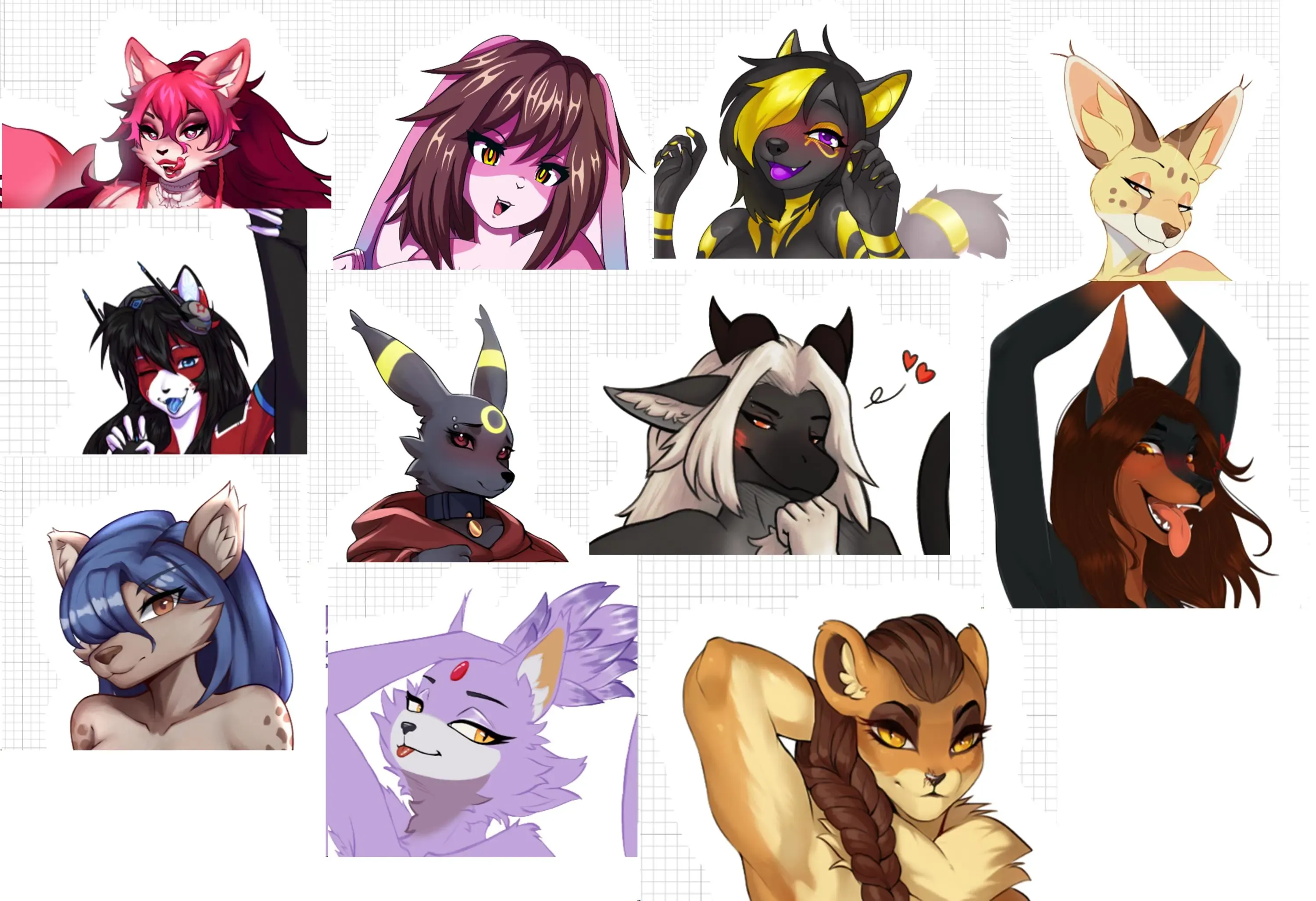 Furry Nsfw Girl 3 Mix Pack Sticker | Original Vinyl Sticker NSFW furry sticker,hyena sticker,stickers,NSFW stickers,furry nsfw sticker