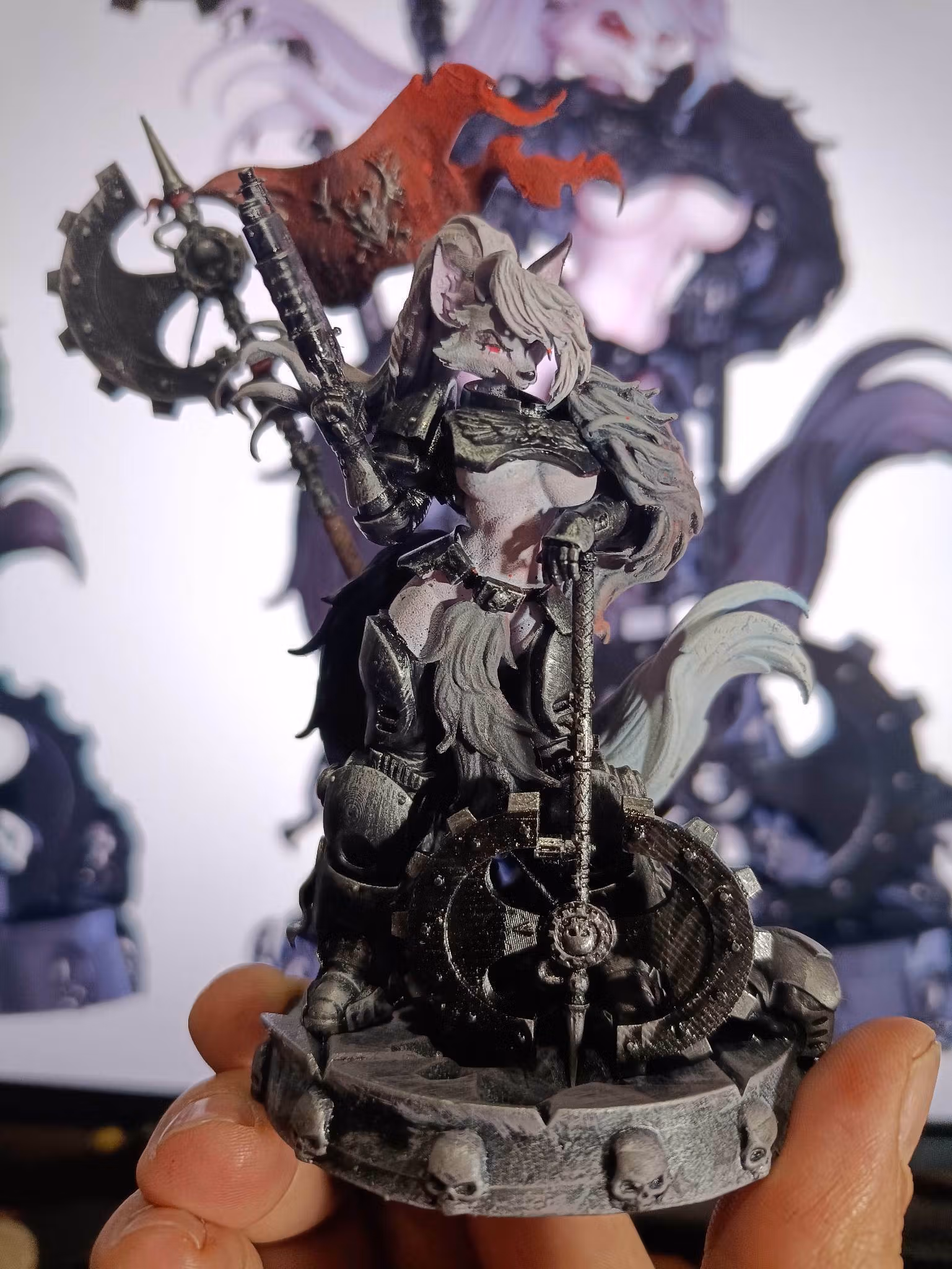Loona Space wolf Statue | Helluva Boss Fan Art by SHAMMALAMMAMUMU SFW null