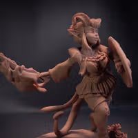Fire Dancer Tiefling Miniature | DnD Fan Art by Jigglystix SFW 3d printed,miniature,dnd miniature,Fire Dancer Tiefling,3d printed miniature