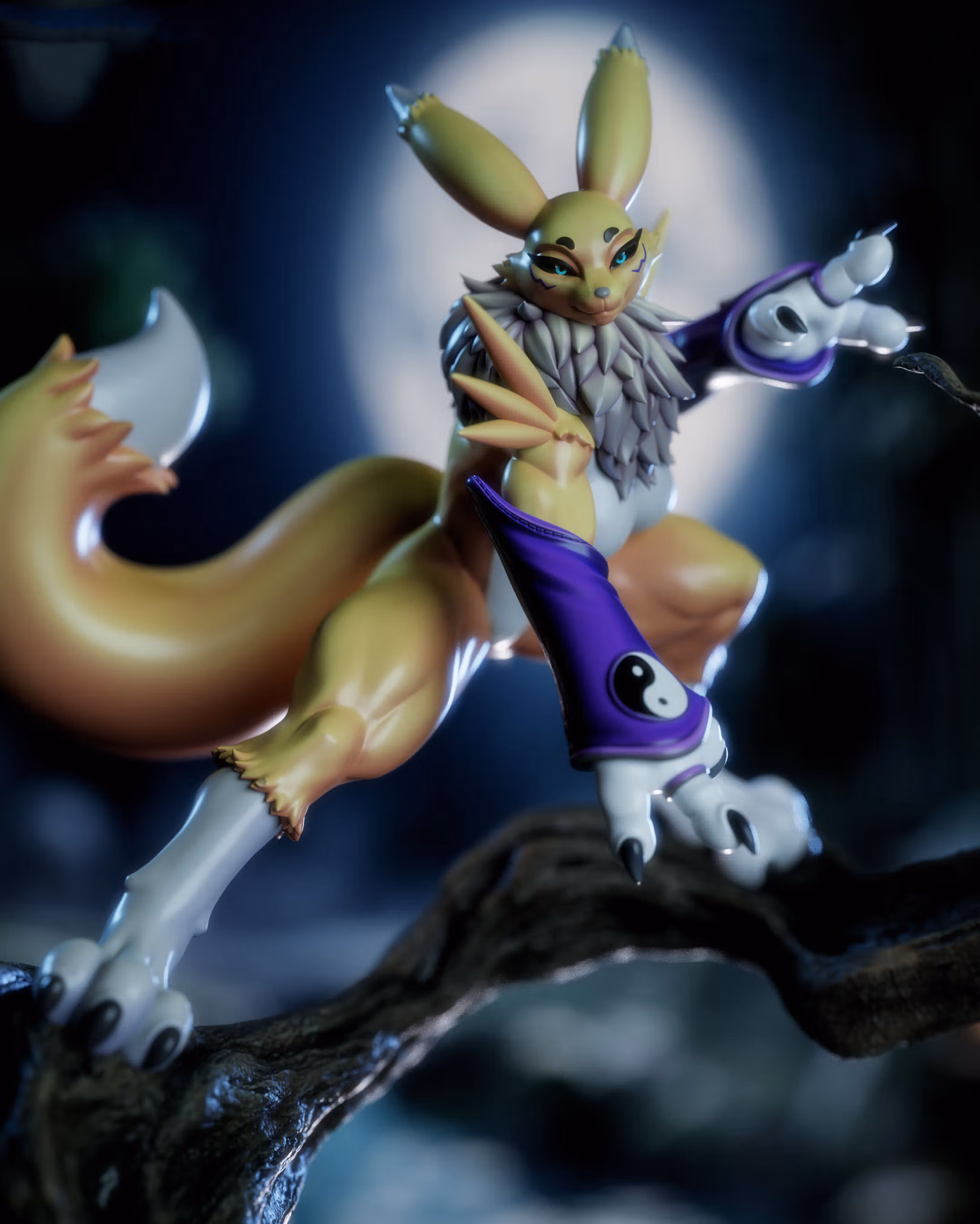 Renamon Furry Tree Statue | Digimon Fan Art by Gatsu SFW,NSFW,Futa 3d printed statue,3d printed,nsfw statue,futa statue,Digimon Statue,Renamon statue,futa figurines,futanari figurines,futanari statue,furry statue