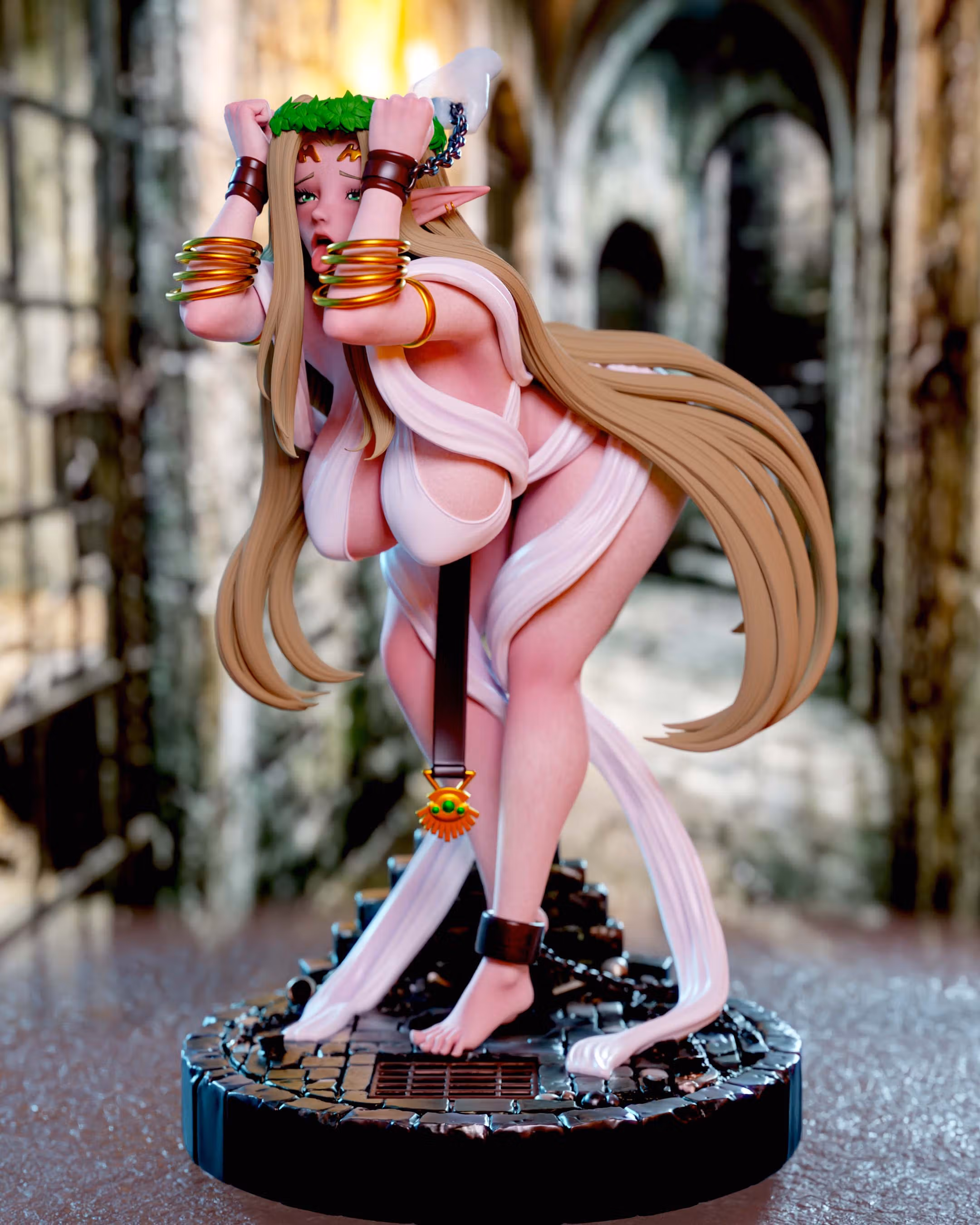 Estatua Celestine Lucross Chained | Mahou Kaiju Fan art por Momoji3d SFW,NSFW 3d printed,3d printed statue,nsfw statue,Celestine Lucross statue,Mahou Kaiju statue