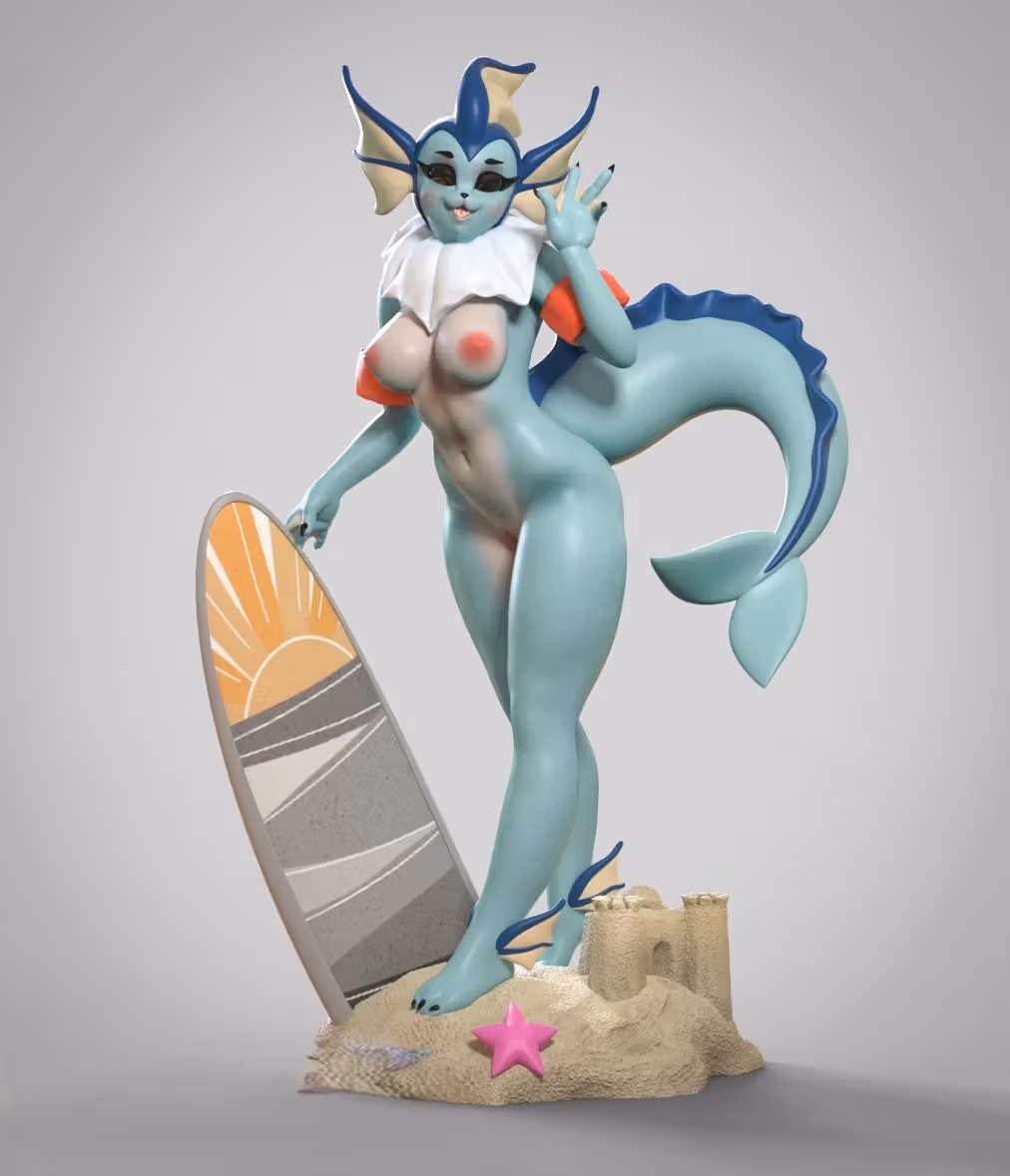 Statue Vaporeon Eevee | Pokemon Fan art par Anyonensfw SFW,NSFW,Futa 3d printed,3d printed statue,nsfw statue,futa statue,furry statue,Vaporeon Statue,Pokémon Statue,futa figurines,futanari figurines,futanari statue
