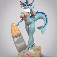Statue Vaporeon Eevee | Pokemon Fan art par Anyonensfw SFW,NSFW,Futa 3d printed,3d printed statue,nsfw statue,futa statue,furry statue,Vaporeon Statue,Pokémon Statue,futa figurines,futanari figurines,futanari statue