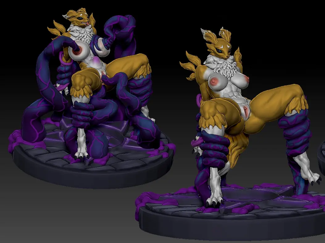 Renamon Corruption Furry Statue | Digimon Fan Art by MorganMorningstar SFW,NSFW,Futa 3d printed statue,3d printed,3d printed figure,DigimonStatue,Renamon Statue,futa statue,futa figurines,futanari figurines,futanari statue,nsfw statue,furry statue