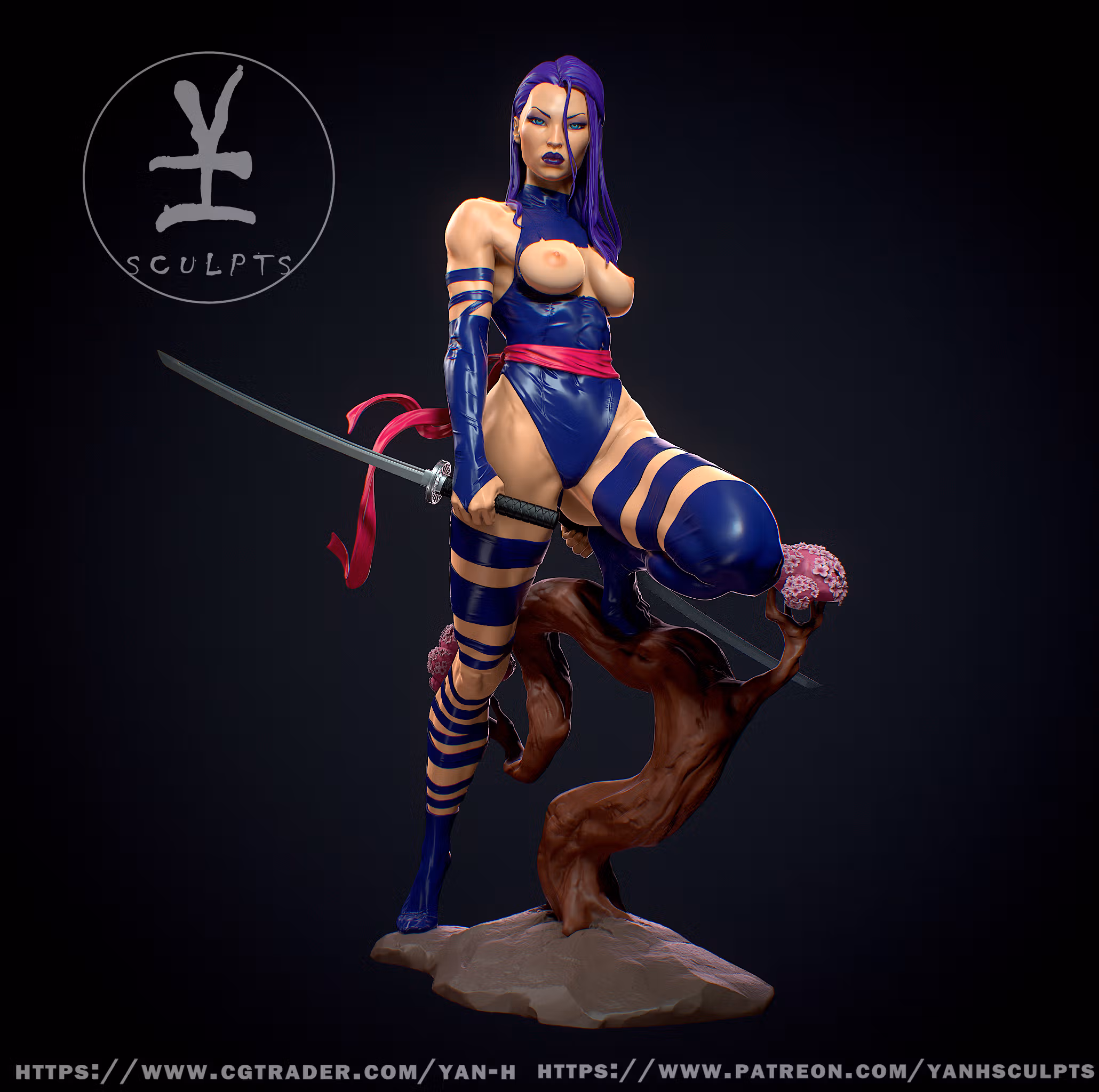 Psylocke Statue | X-Man Fanart von Yan-H SFW,NSFW 3d printed,3d printed statue,nsfw statue,3d printed figure,Psylocke statue,X-Man statue
