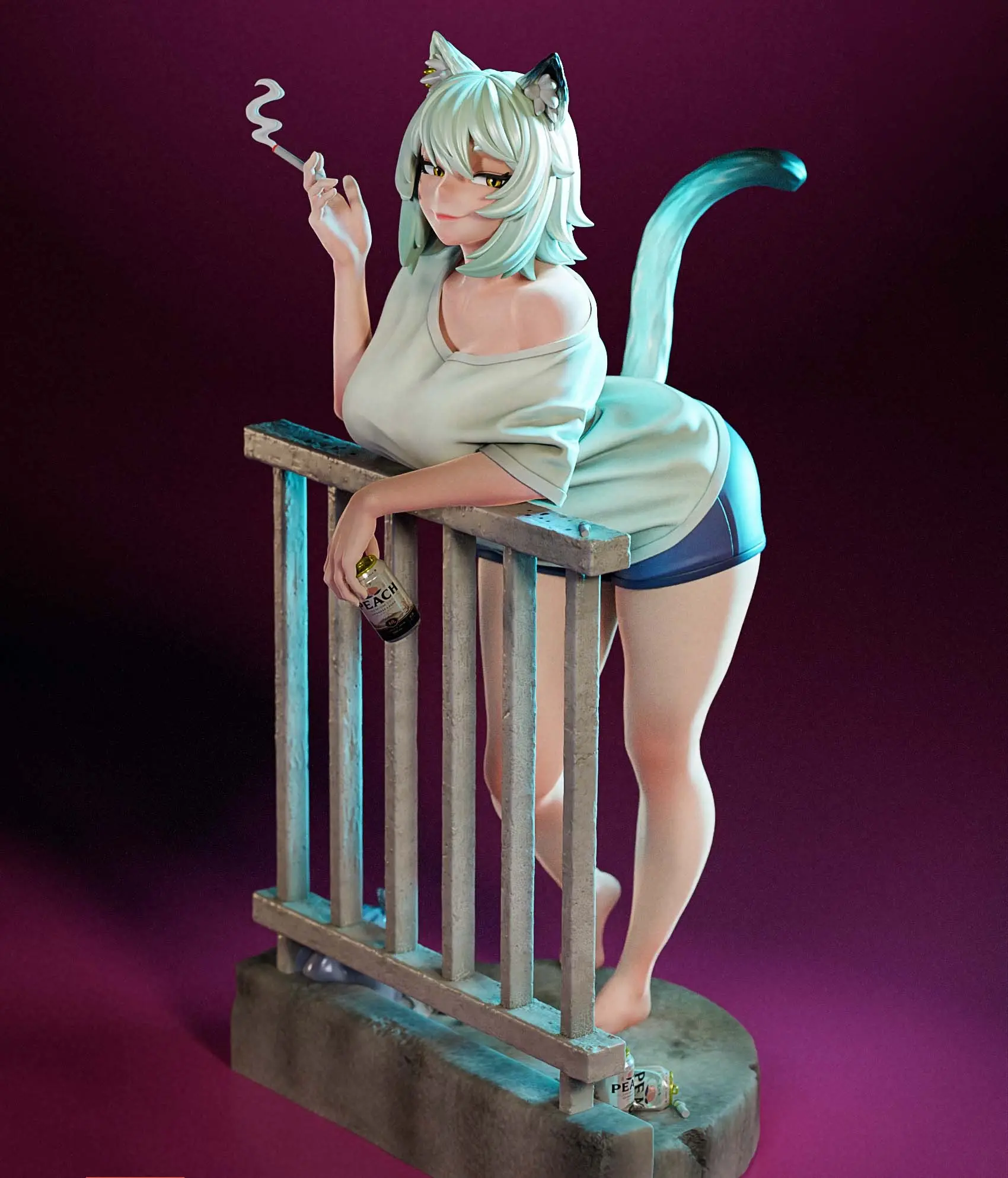 Statua Yani Neko | Chainsmoker Cat Fan art di PEACHFIGURE SFW,NSFW 3d printed statue,3d printed,nsfw statue,3d printed figure,Chainsmoker Cat statue,Yani Neko statue,furry statue