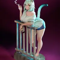 Statua Yani Neko | Chainsmoker Cat Fan art di PEACHFIGURE SFW,NSFW 3d printed statue,3d printed,nsfw statue,3d printed figure,Chainsmoker Cat statue,Yani Neko statue,furry statue