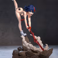 Ryuko Matoi Statue | Kill la Kill Fan Art by Azerama SFW,NSFW 3d printed,3d printed statue,nsfw statue,Ryuko Matoi statue,Kill la Kill statue