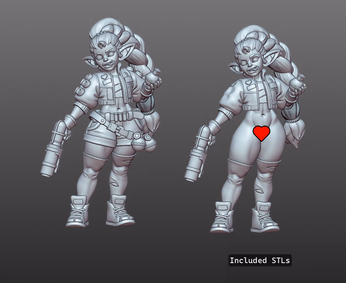 Tazzle the Cunning Goblin Merc Miniature | Cyberpunk2077 Fan Art by Gaz Minis SFW,NSFW 3d printed,miniature,Cyberpunk2077 miniature,nsfw miniature,Tazzle the Cunning Goblin Merc,3d printed miniature