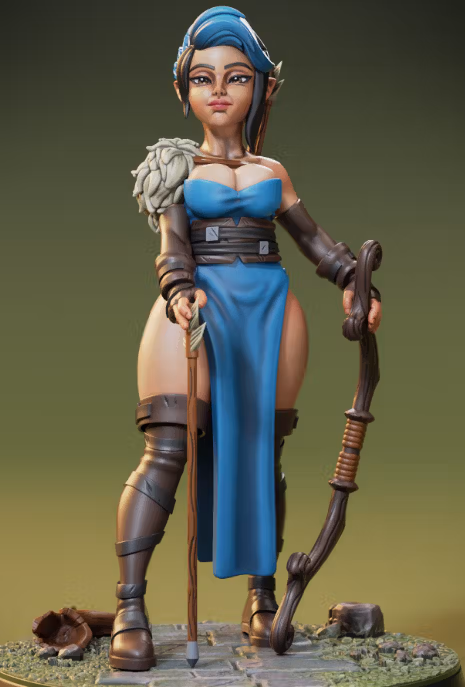 Elite Elven Archer Vyx Miniature | DnD Fan Art by Jigglystix SFW 3d printed,miniature,dnd miniature,Elite Elven Archer Vyx,3d printed miniature