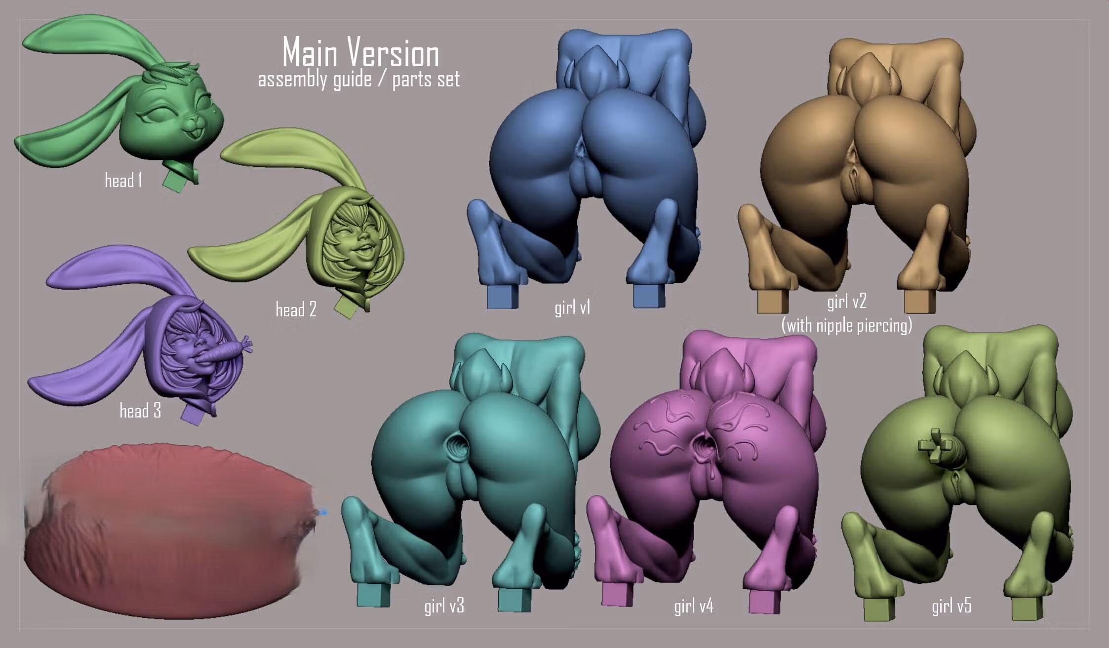 Bella Bunny Girl und Furry Statue | Original Fanart von Digital Dark NSFW,Futa 3d printed statue,3d printed,nsfw statue,futa statue,futa figurines,futanari figurines,futanari statue,3d printed figure,Bella Bunny Girl Statue,furry statue