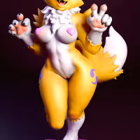Renamon Cute Statue | Digimon Fan Art by mowmaw NSFW 3d printed,Renamon statue,Digimon statue,furry statue,nsfw statue
