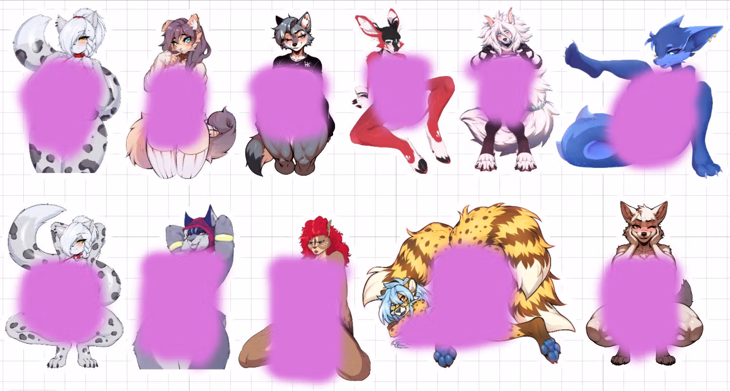 Furry Nsfw Girl 2 Mix Pack Sticker | Original Vinyl Sticker NSFW furry sticker,stickers,nsfw sticker,furry nsfw sticker