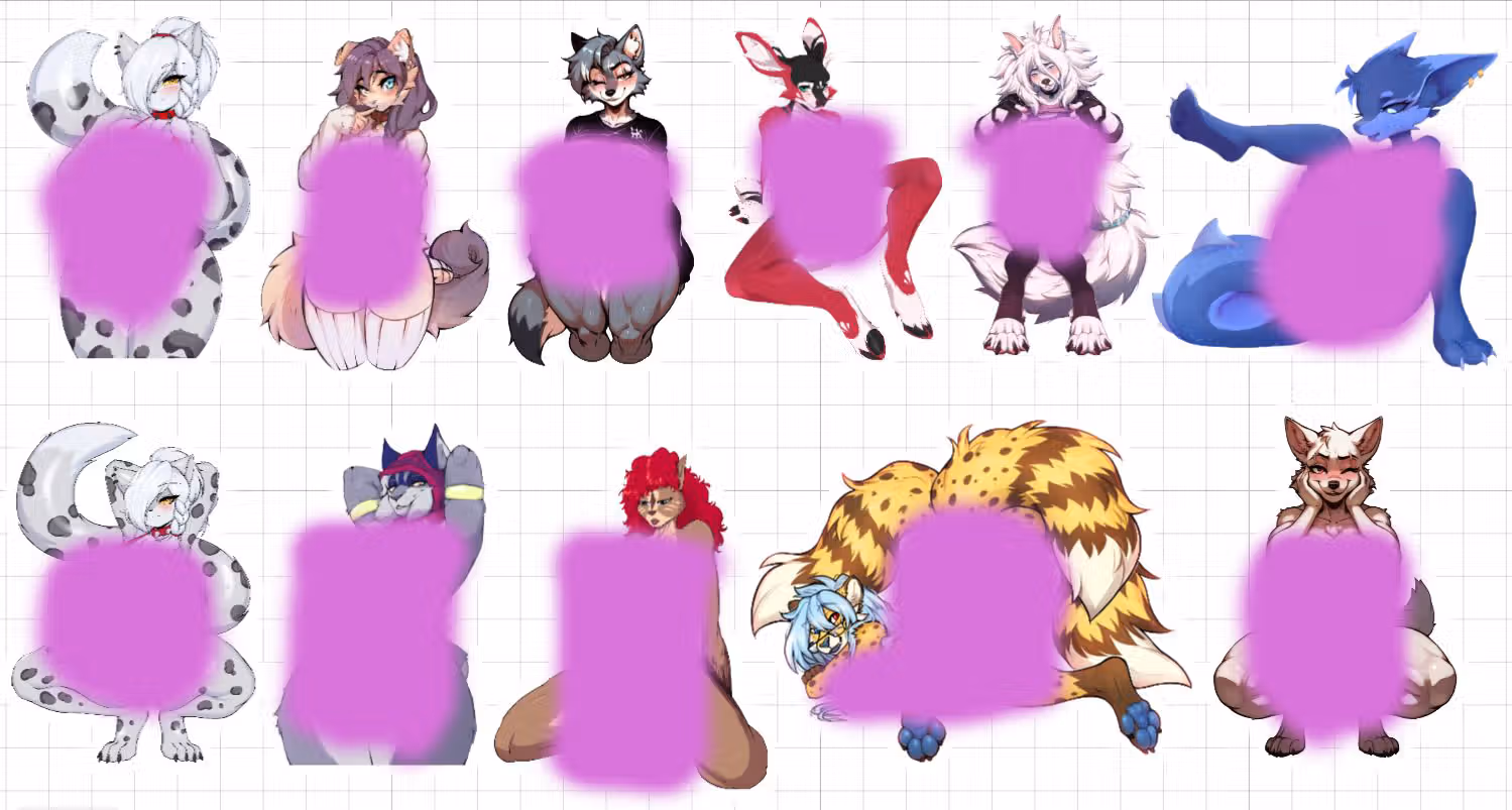 Furry Nsfw Girl 2 Mix Pack Sticker | Original Vinyl Sticker NSFW furry sticker,stickers,nsfw sticker,furry nsfw sticker