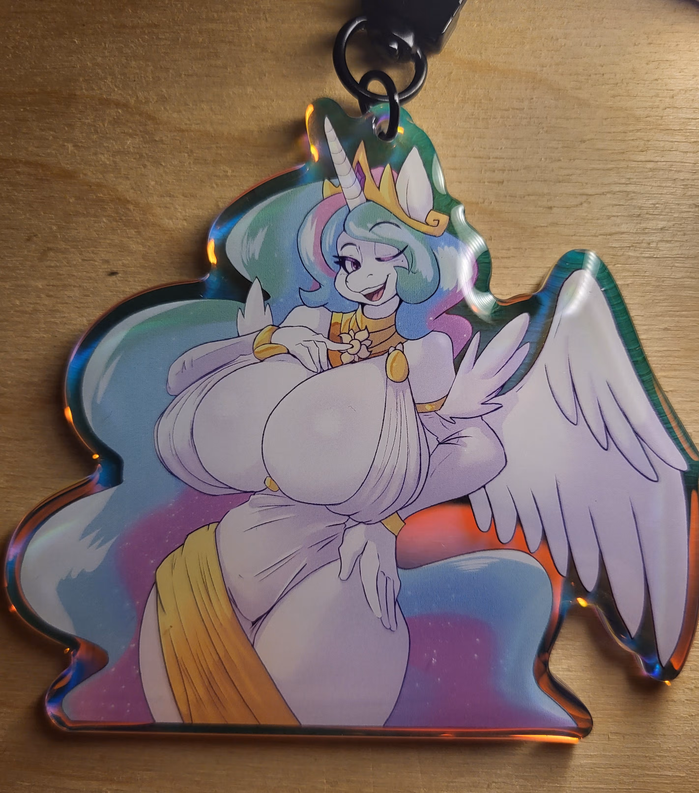 Princess Celestia V3 Furry Keychain | My Little Pony Acrylic Keychain SFW My Little Pony,Princess Celestia Keychain,furry keychain,sfw keychain