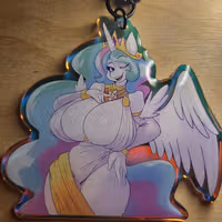 Princess Celestia V3 Furry Keychain | My Little Pony Acrylic Keychain SFW My Little Pony,Princess Celestia Keychain,furry keychain,sfw keychain