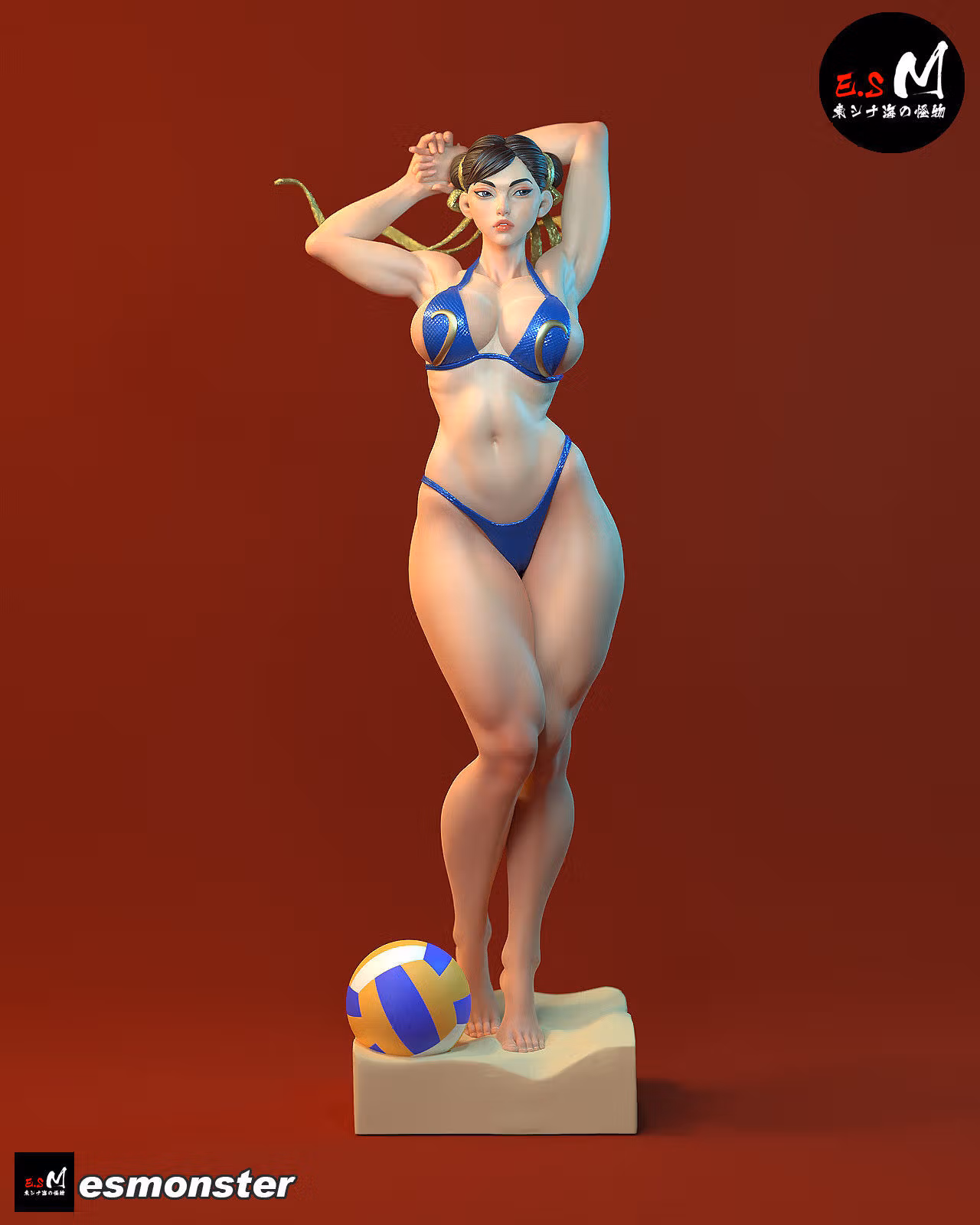 Chun-li Bikini Statue | Street Fighter Fan Art by E.S Monster SFW,NSFW 3d printed statue,3d printed,nsfw statue,3d printed figure,Chun-li Statue,Street Fighter Statue