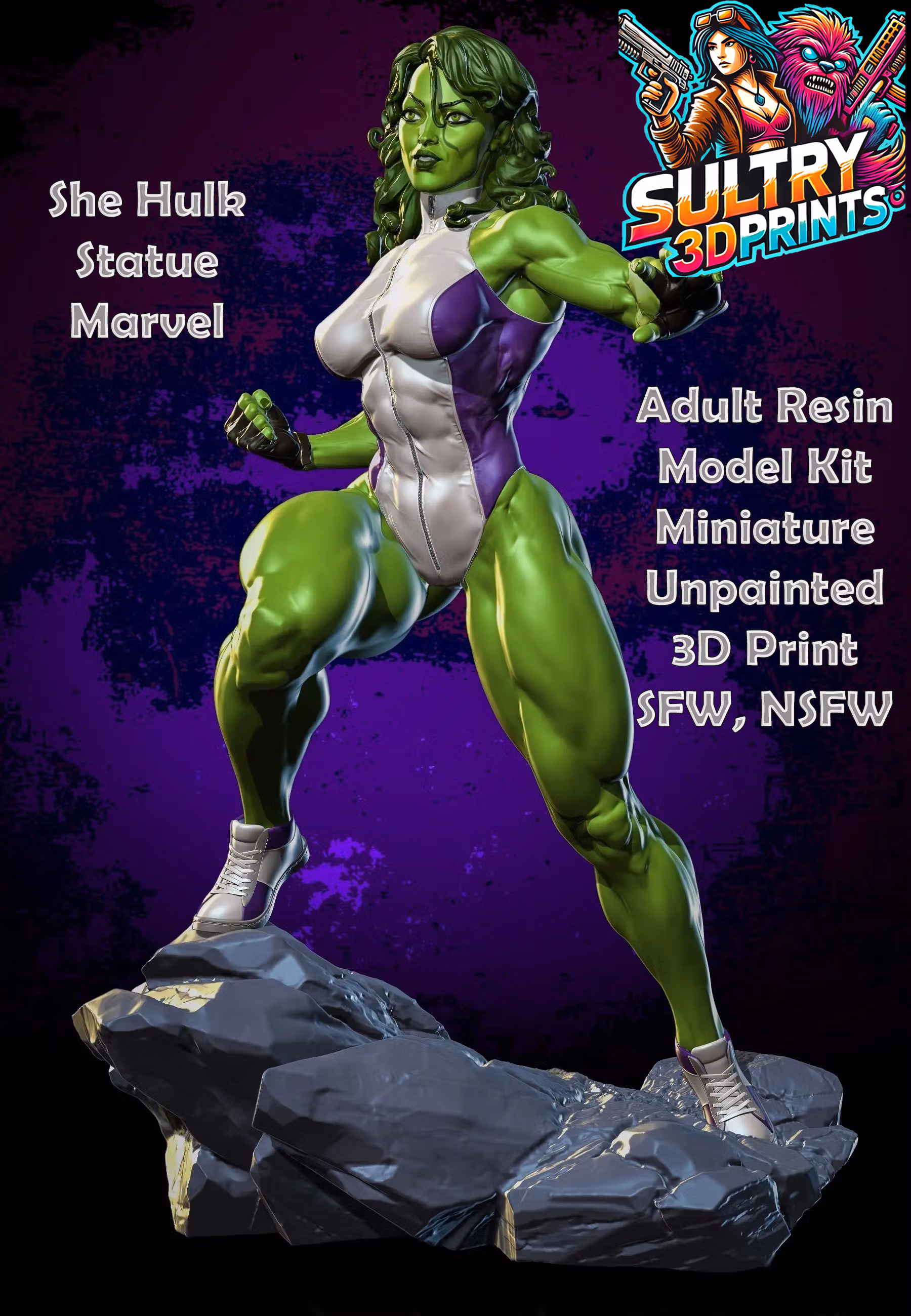 Estatua She Hulk | Marvel Fan art por Yan H SFW,NSFW 3d printed,3d printed statue,nsfw statue,3d printed figure,She Hulk statue,marvel statue