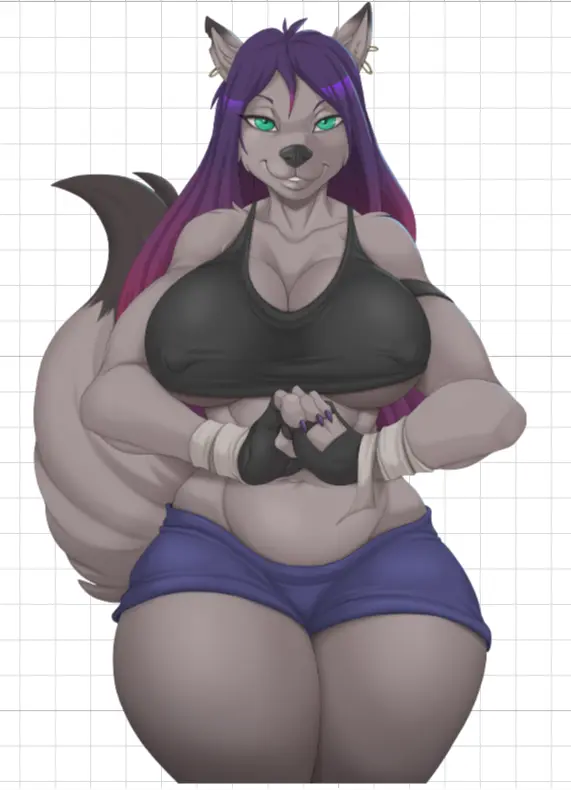 Wolf Fighter Girl Furry Sticker | Original Vinyl Sticker SFW,NSFW,Futa furry sticker,nsfw sticker,futanari sticker,Wolf Fighter Girl sticker,original sticker,futa sticker