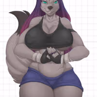 Wolf Fighter Girl Furry Sticker | Original Vinyl Sticker SFW,NSFW,Futa furry sticker,nsfw sticker,futanari sticker,Wolf Fighter Girl sticker,original sticker,futa sticker