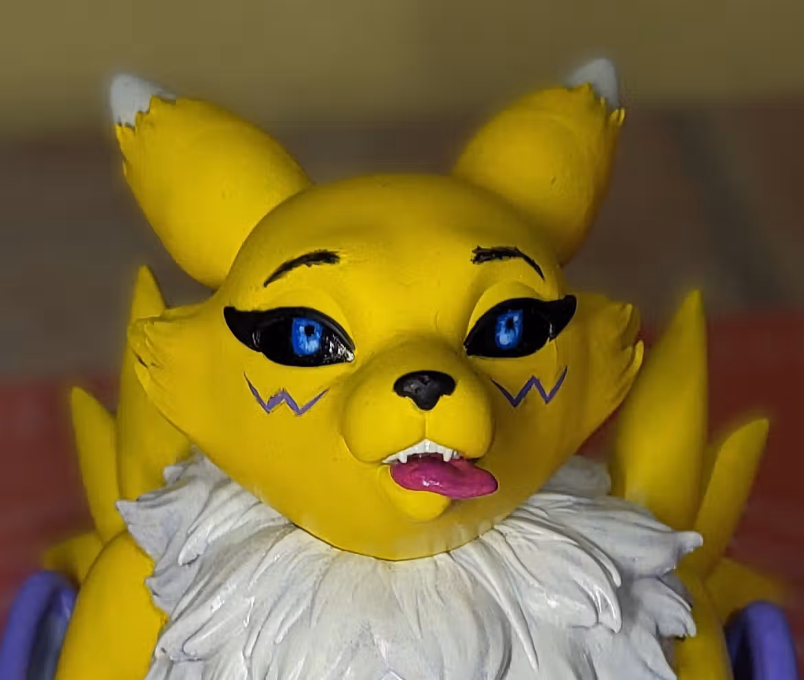 Renamon Phone Holder Painted Statue | Digimon by Anyonensfw NSFW 3d printed statue,3d printed,Renamon Phone Holder ,Digimon statue,nsfw statue,3d printed figure