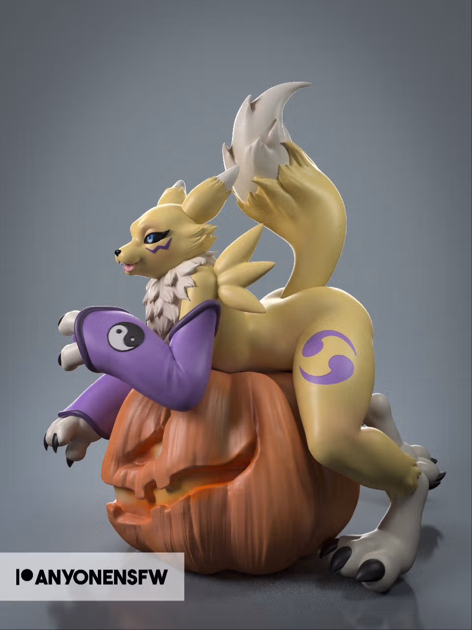 Renamon In The Pumpkin Statue | Digimon Fan Art by Anyonensfw SFW,NSFW 3d printed statue,3d printed,nsfw statue,3d printed figure,furry statue,Renamon Statue,Digimon