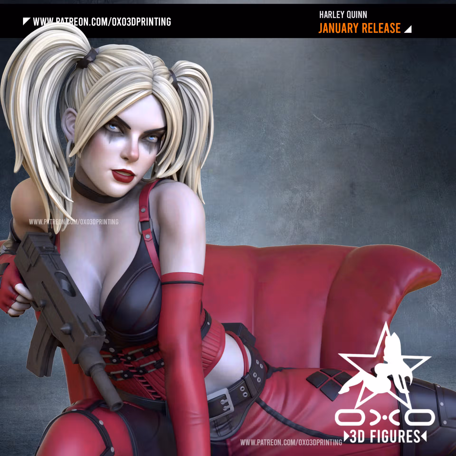 Harley Quinn Statue | DC Fan Art by OXO3D SFW,NSFW 3d printed,3d printed statue,nsfw statue,3d printed figure,Harley Quinn Statue,dc statue