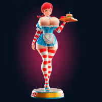 Wendy's Statue | Wendys Fan Art by Officer Rhu SFW,NSFW,Futa 3d printed statue,3d printed,nsfw statue,futa statue,Wendy's Statue,futa figurines,futanari figurines,futanari statue