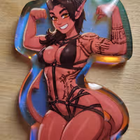 Karlach Flexing Keychain | Baldur's Gate 3 Acrylic Keychain SFW And NSFW Karlach nsfw,Karlach keychain,furry keychain,SFW keychain,Baldur's Gate 3,nsfw keychain
