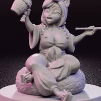Drunk Tanuki Ninja Miniature | DnD Fan Art by Jigglystix SFW,NSFW 3d printed,miniature,dnd miniature,Drunk Tanuki Ninja,3d printed miniature,nsfw miniature