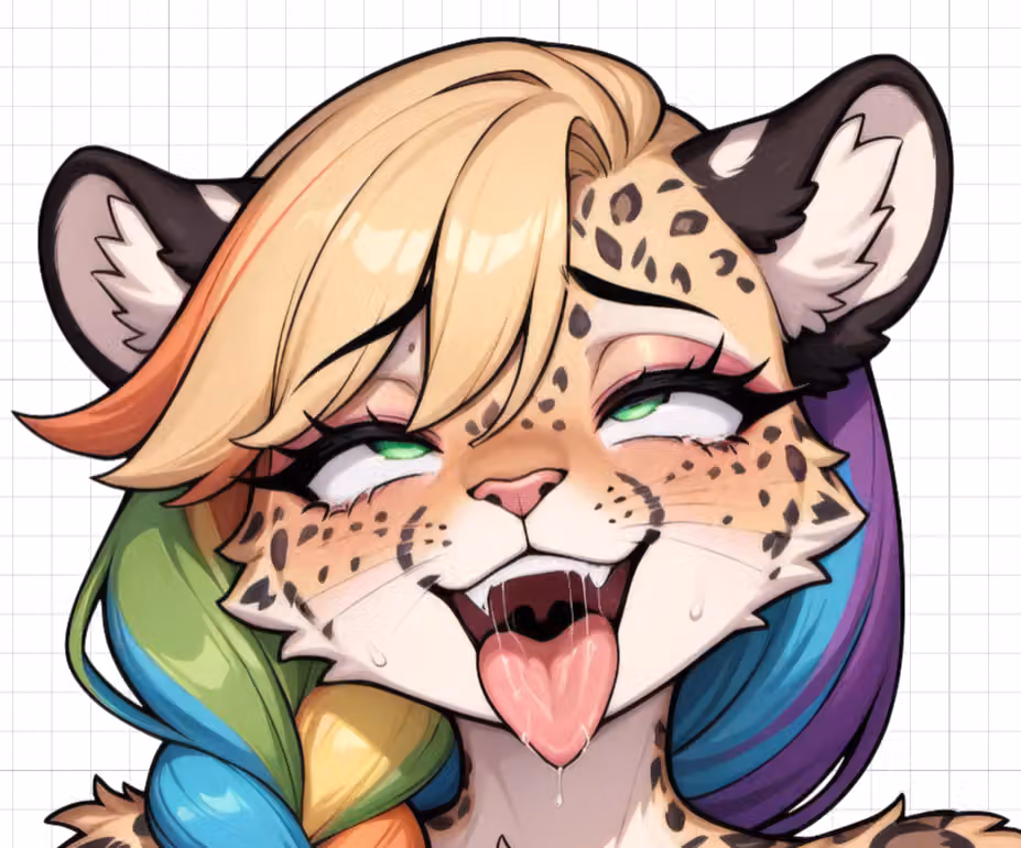 Flirty Rainbow Leopard Furry Girl Sticker | Original Vinyl Sticker SFW furry sticker,Leopard sticker,sfw sticker,stickers