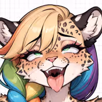 Flirty Rainbow Leopard Furry Girl Sticker | Original Vinyl-Sticker SFW furry sticker,Leopard sticker,sfw sticker,stickers