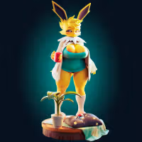 Figura Jolteon Chill Curvy | Pokémon Fanart autorstwa Officer Rhu SFW,NSFW,Futa 3d printed statue,3d printed,3d printed figure,Jolteon Statue,Pokemon Statue,futa statue,futa figurines,futanari figurines,futanari statue,furry statue