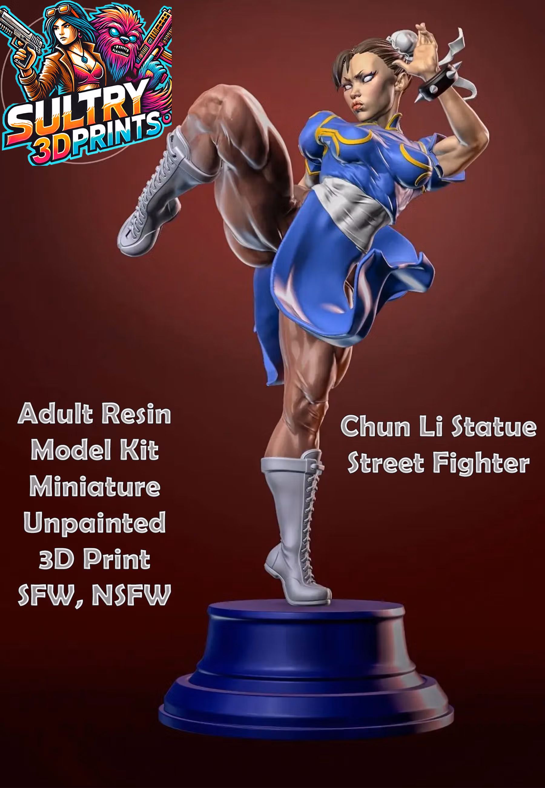 Chun Li Statue | Street Fighter Fanart von Yan-H SFW,NSFW 3d printed statue,3d printed,3d printed figure,nsfw statue,Chun Li statue,Street Fighter statue