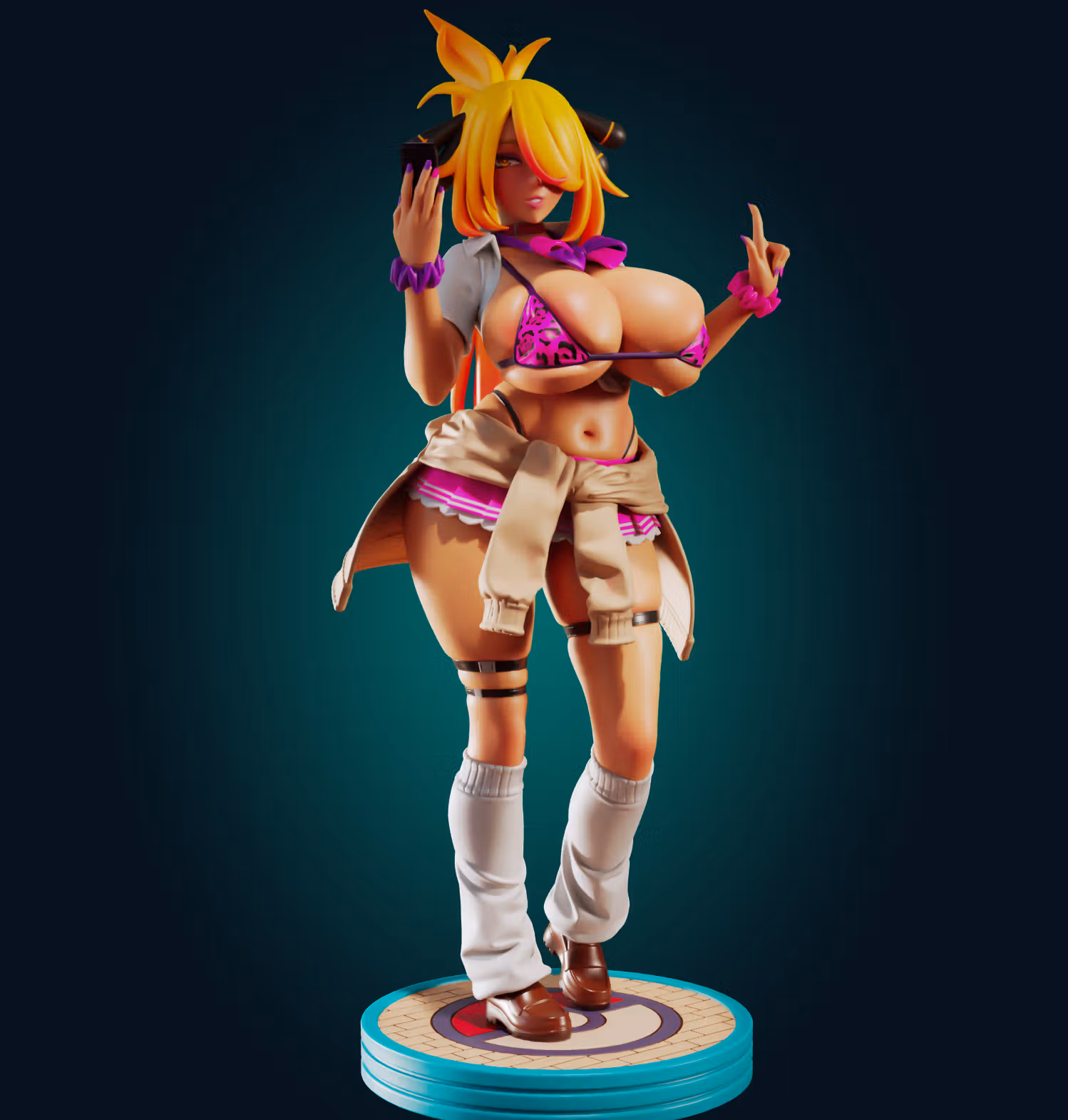 Gyaru Cynthia Statue | Pokemon Fan Art by Officer Rhu SFW,NSFW,Futa 3d printed statue,3d printed,nsfw statue,futa statue,Cynthia Statue,pokemon statue,futa figurines,futanari figurines,futanari statue