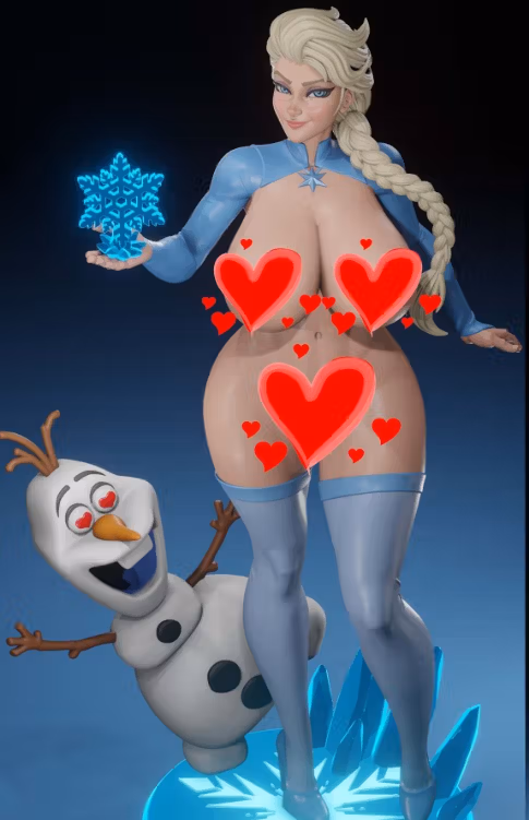 Statue Elsa and Olaf | Frozen Fan art par Digital Dark SFW,NSFW,Futa 3d printed statue,3d printed,nsfw statue,futa statue,Elsa Statue,Frozen Statue,futa figurines,futanari figurines,futanari statue