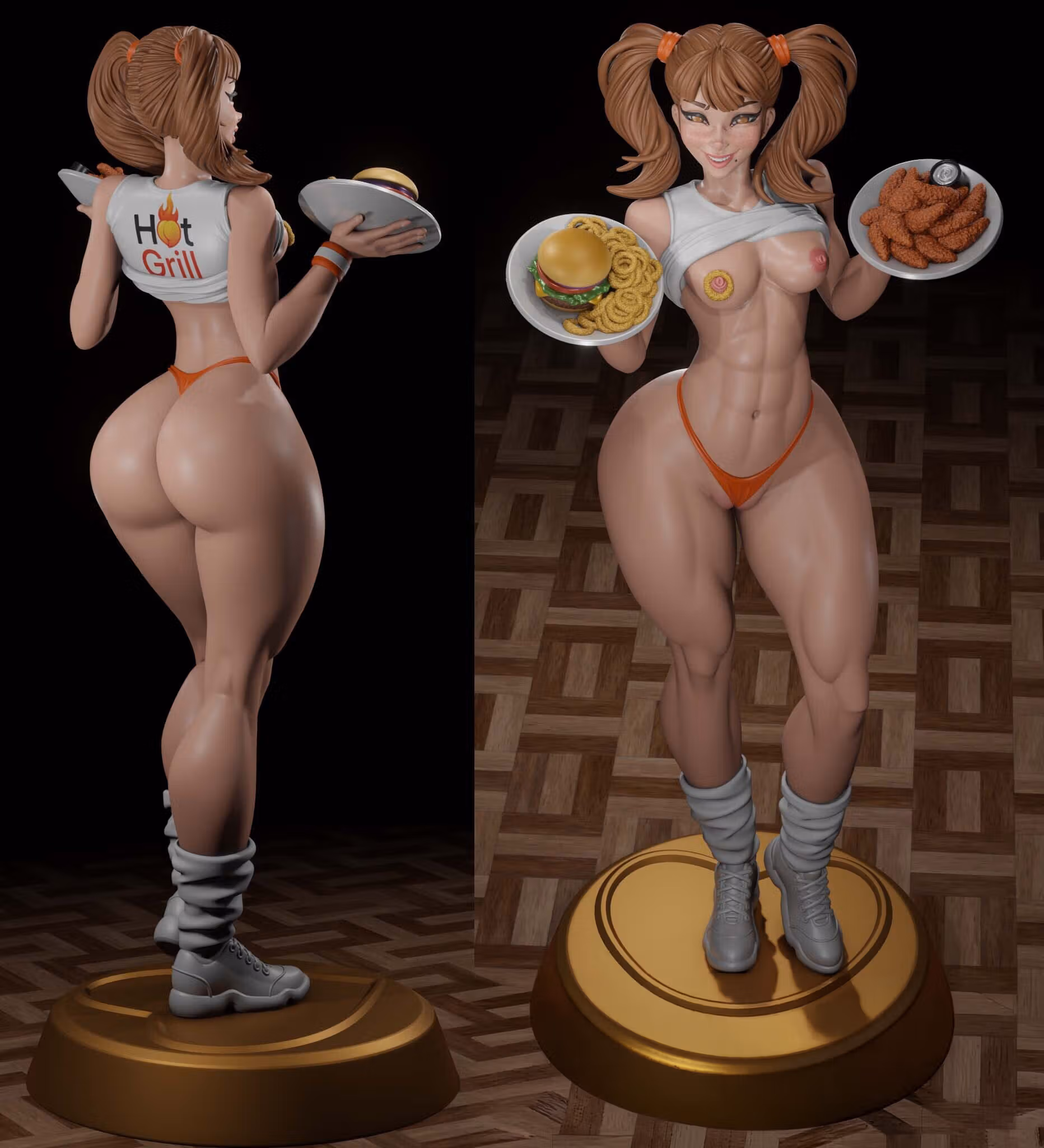 Hooters Girls Statue | Original Fanart von Digital Dark SFW,NSFW,Futa 3d printed statue,3d printed,nsfw statue,futa statue,futa figurines,futanari figurines,futanari statue,3d printed figure,Hooters Girls Statue