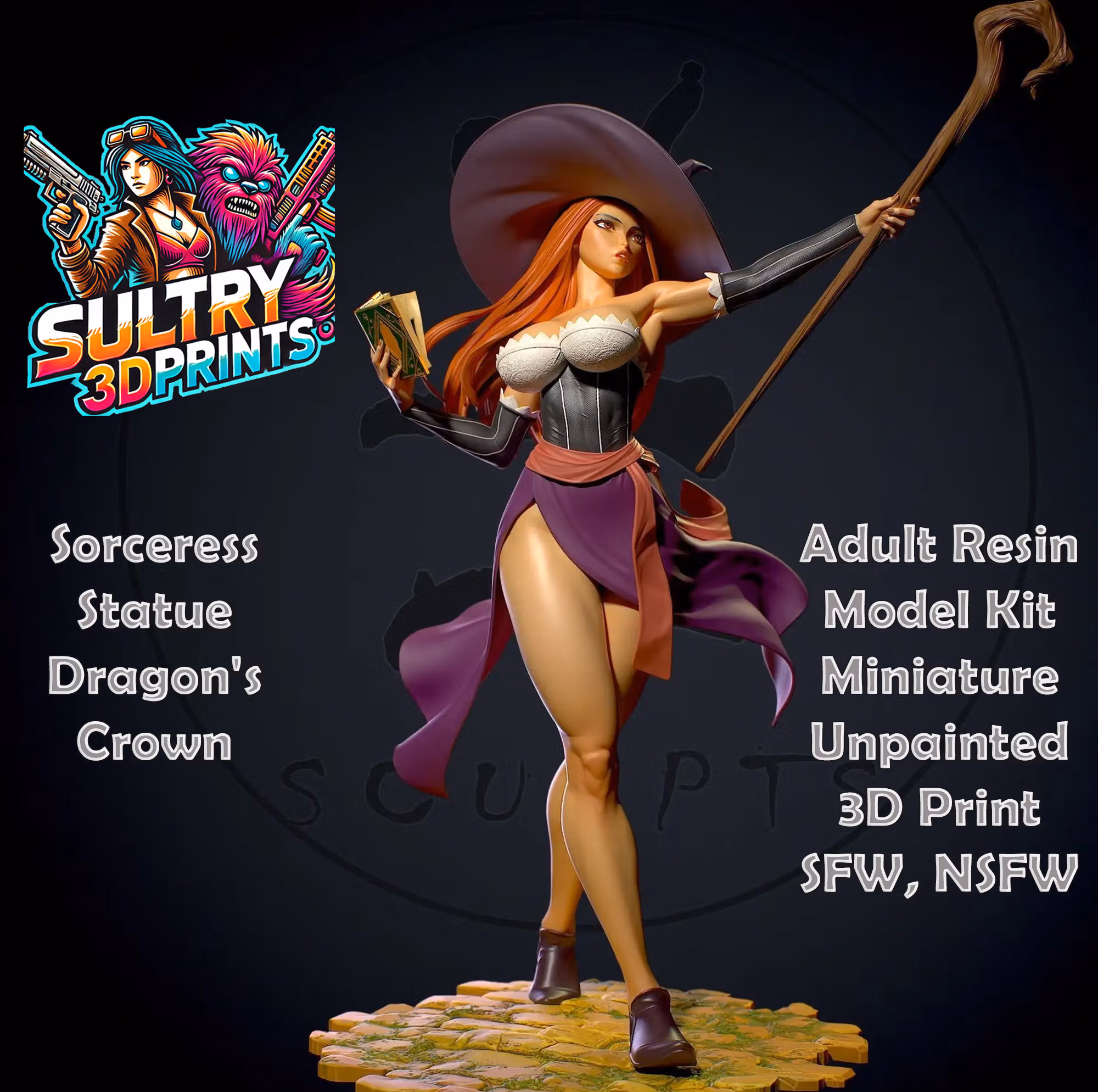 Sorceress Statue | Dragon's Crown Fanart von Yan-H SFW,NSFW 3d printed statue,3d printed,nsfw statue,3d printed figure,Sorceress statue,Dragon's Crown statue