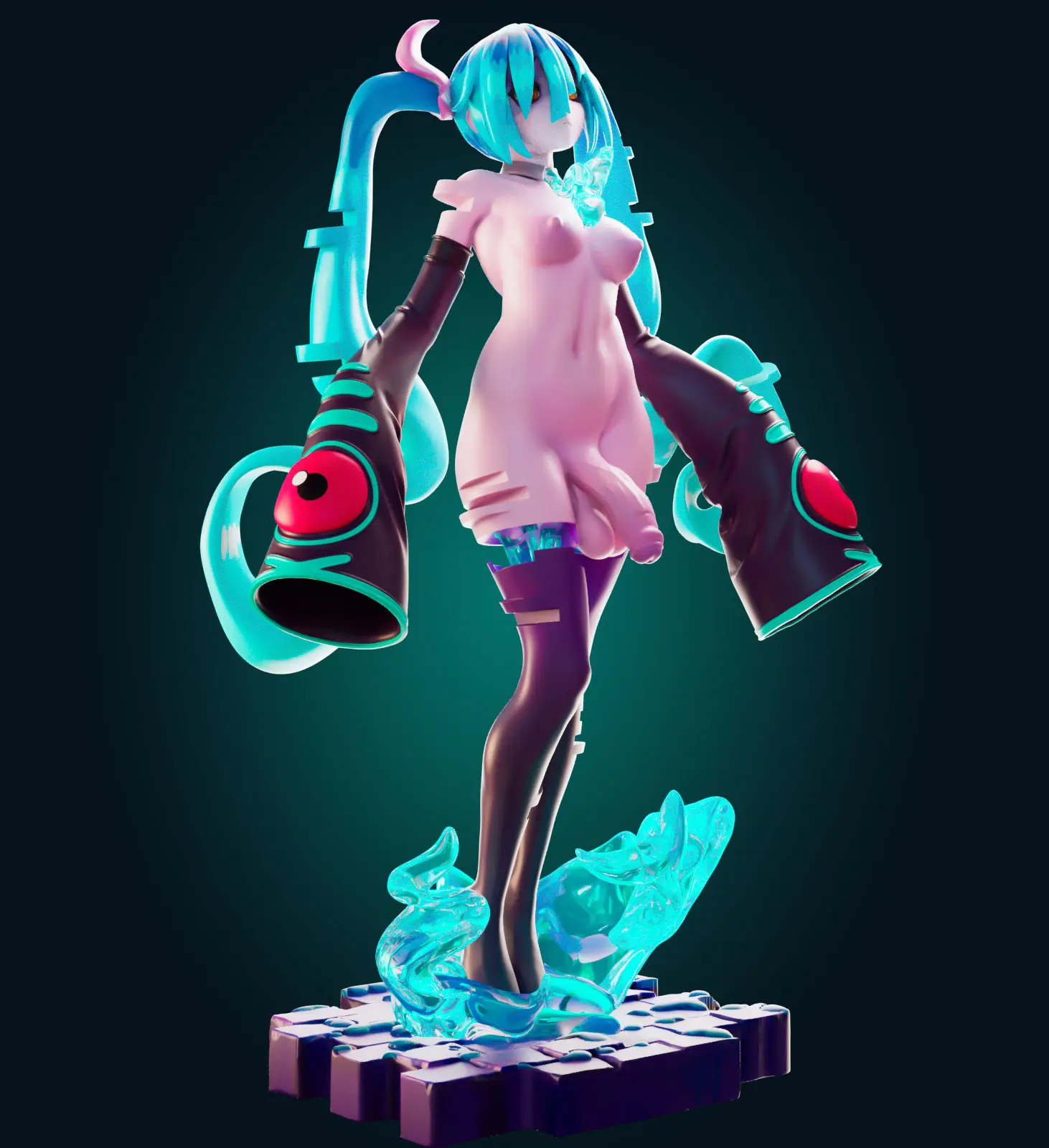 Statua Ghost Miku | Vocaloid Fan art di Officer Rhu SFW,NSFW,Futa 3d printed statue,3d printed,3d printed figure,Vocaloid Statue,Miku Statue,nsfw statue