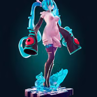 Ghost Miku Statue | Vocaloid Fan Art by Officer Rhu SFW,NSFW,Futa 3d printed statue,3d printed,3d printed figure,Vocaloid Statue,Miku Statue,nsfw statue