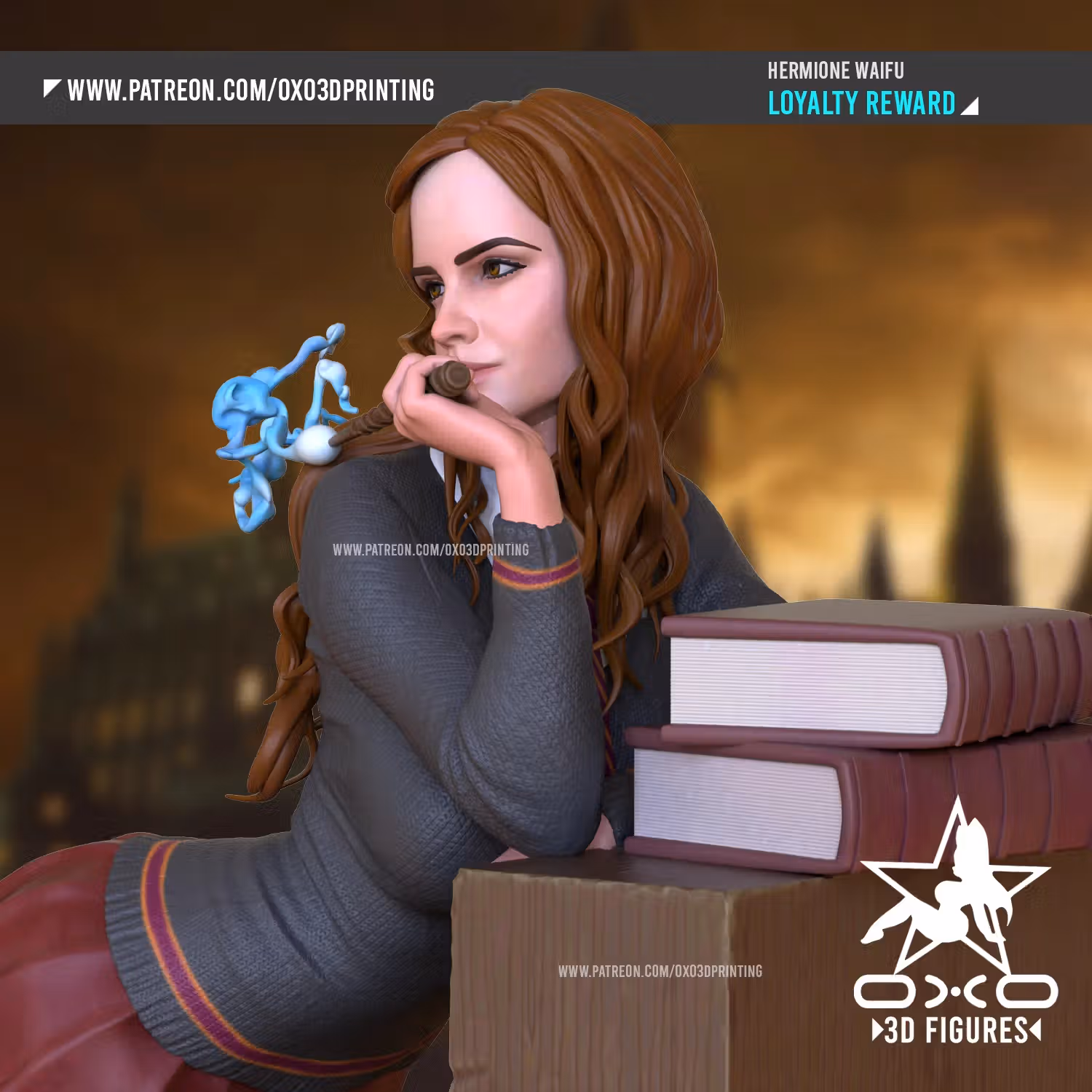 Hermione Granger Statue | Harry Potter Fan Art by OXO3D SFW,NSFW 3d printed statue,3d printed,nsfw statue,3d printed figure,Hermione Granger Statue,Harry Potter Statue