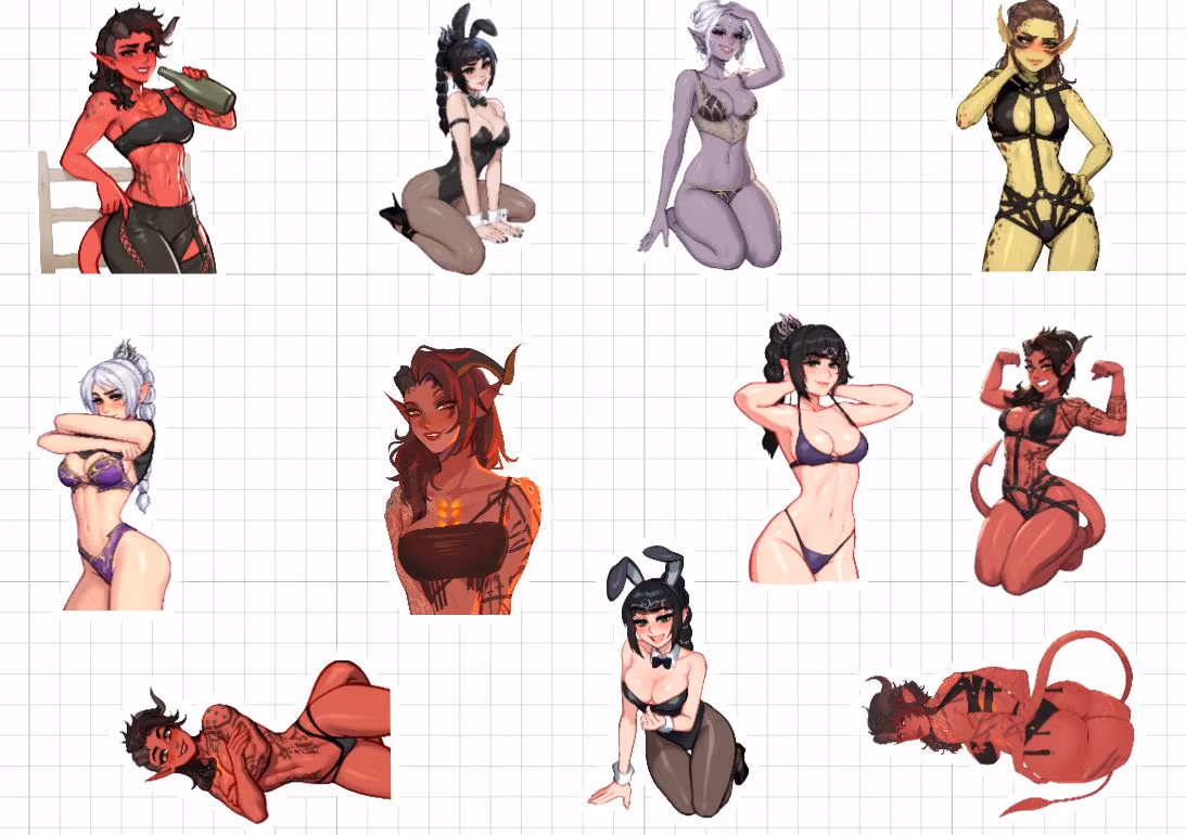 BG3 Mega Pack Sticker | Baldur's Gate 3 Vinyl Sticker SFW,NSFW Baldur's Gate 3 sticker,Baldur's Gate 3 nsfw,nsfw sticker,Shadowheart sticker,Karlach sticker,Minthara sticker